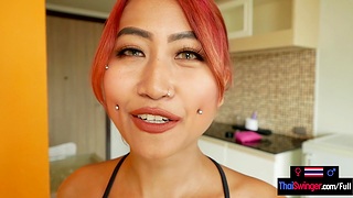 Kinky bungling Asian teen named Fang blowjob and sex on camera