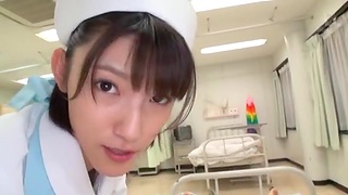 Japanese nurse Iioka Kanako enjoys sucking a gumshoe atop a difficulty bed