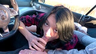 Madison Quinn sucking her torrid boyfriend's dick in the car
